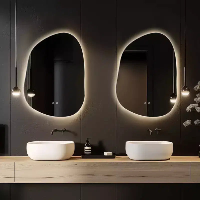 Miroir de courtoisie LED irrégulier 22"x30" transparent