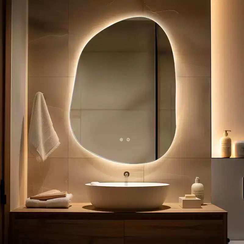 Miroir de courtoisie LED irrégulier 22"x30" transparent