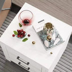 Table de chevet à deux tiroirs, meuble de rangement vertical avec accent grain de bois