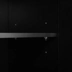Banc de rangement 51W, banc à chaussures, meuble à chaussures, organiseur de porte-chaussures avec coussin, étagères réglables, portes arquées et dispositifs anti-rebond, blanc/noir