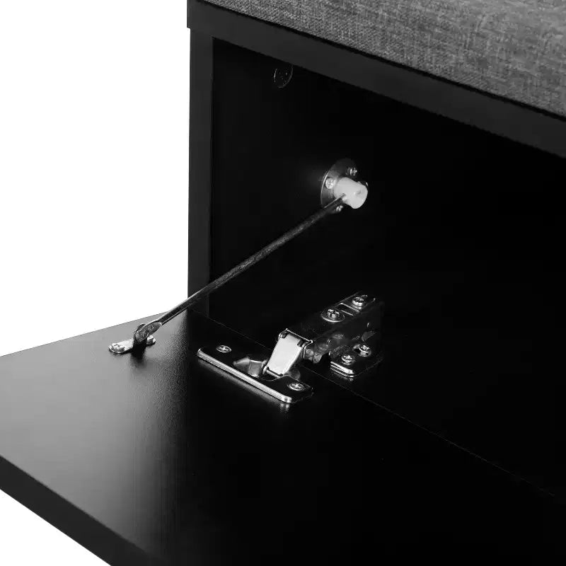 Banc de rangement 51W, banc à chaussures, meuble à chaussures, organiseur de porte-chaussures avec coussin, étagères réglables, portes arquées et dispositifs anti-rebond, blanc/noir