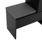 Banc de rangement 51W, banc à chaussures, meuble à chaussures, organiseur de porte-chaussures avec coussin, étagères réglables, portes arquées et dispositifs anti-rebond, blanc/noir
