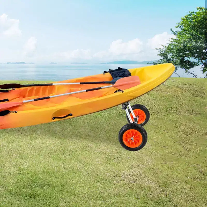 Chariot de kayak robuste, capacité de charge de 127 kg, chariot de canoë détachable avec pneus pleins de 25,4 cm, largeur réglable et protection supérieure en mousse