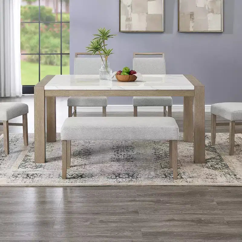 Banc rembourré, tissu gris clair avec pieds en bois d'hévéa