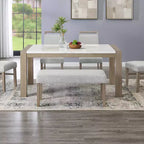 Banc rembourré, tissu gris clair avec pieds en bois d'hévéa