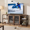 Farmhouse TV Stand for 65/75 inches TVs, Entertainment Center with Storage Cabinet and Mesh Doors, Industrial TV Media Console Cabinet Table