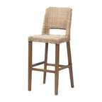 Tabouret de bar en rotin et bois d'acajou gris/taupe rustique
