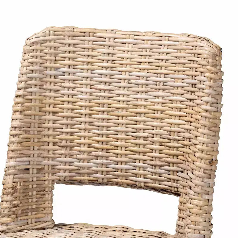 Tabouret de bar en rotin et bois d'acajou gris/taupe rustique