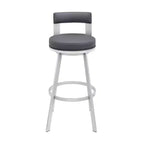 Tabouret de bar pivotant en métal et similicuir de 66 cm (26 po), hauteur comptoir, argent/gris