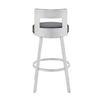 Tabouret de bar pivotant en métal et similicuir de 66 cm (26 po), hauteur comptoir, argent/gris