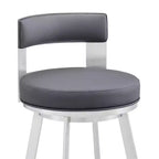 Tabouret de bar pivotant en métal et similicuir de 66 cm (26 po), hauteur comptoir, argent/gris