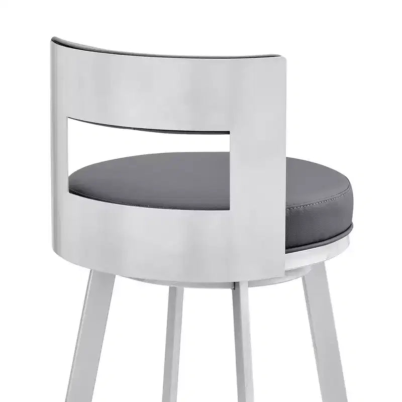 Tabouret de bar pivotant en métal et similicuir de 66 cm (26 po), hauteur comptoir, argent/gris