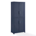 Crosley 67" Savannah Tall Kitchen Storage Pantry Navy: Traditional Farmhouse Design, Wood Veneer, MDF Frame, 3 Adjustable Shelves