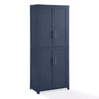Crosley 67" Savannah Tall Kitchen Storage Pantry Navy: Traditional Farmhouse Design, Wood Veneer, MDF Frame, 3 Adjustable Shelves