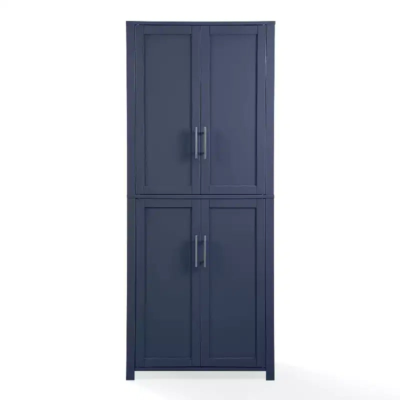 Armoire de rangement de cuisine de 170 cm de haut (bleu marine) : Design traditionnel de ferme, placage bois, cadre en MDF, 3 étagères réglables