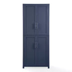 Armoire de rangement de cuisine de 170 cm de haut (bleu marine) : Design traditionnel de ferme, placage bois, cadre en MDF, 3 étagères réglables