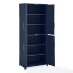 Armoire de rangement de cuisine de 170 cm de haut (bleu marine) : Design traditionnel de ferme, placage bois, cadre en MDF, 3 étagères réglables