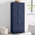 Armoire de rangement de cuisine de 170 cm de haut (bleu marine) : Design traditionnel de ferme, placage bois, cadre en MDF, 3 étagères réglables