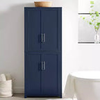 Armoire de rangement de cuisine de 170 cm de haut (bleu marine) : Design traditionnel de ferme, placage bois, cadre en MDF, 3 étagères réglables