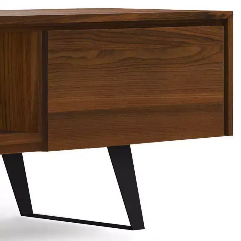 Meuble TV 72" pour téléviseurs jusqu'à 80" Console multimédia Noyer avec étagères fixes et ouvertes