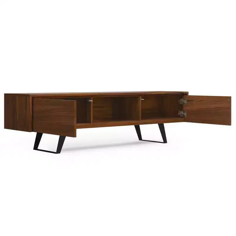 Meuble TV 72" pour téléviseurs jusqu'à 80" Console multimédia Noyer avec étagères fixes et ouvertes