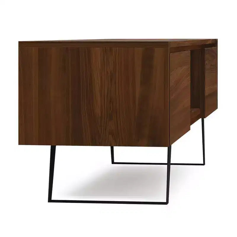 Meuble TV 72" pour téléviseurs jusqu'à 80" Console multimédia Noyer avec étagères fixes et ouvertes