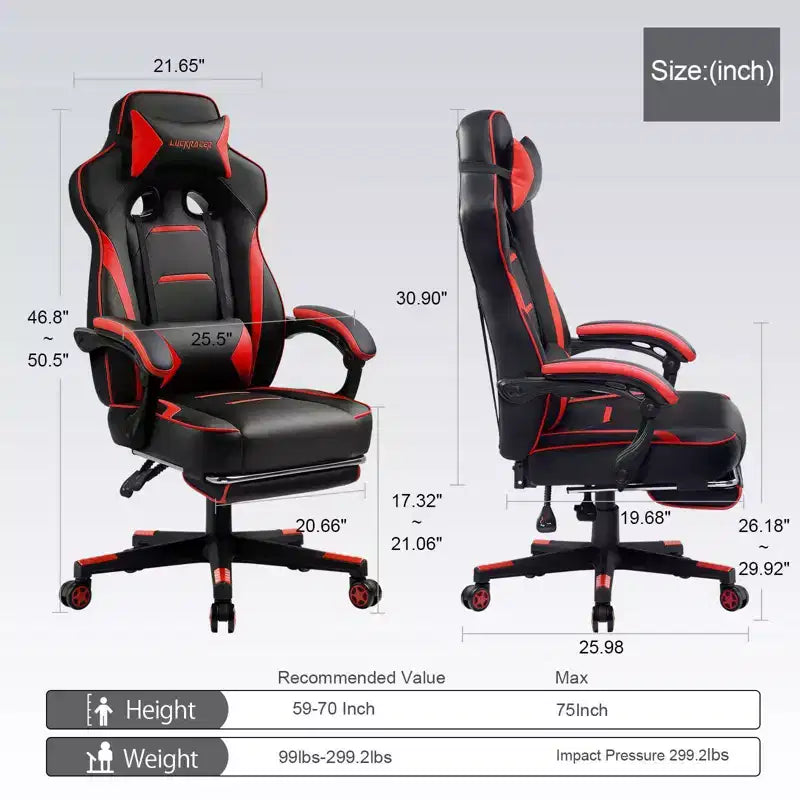 Chaise de jeu avec repose-pieds Chaise de bureau à dossier haut Chaise de bureau Rouge