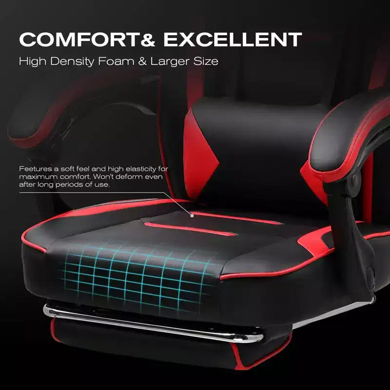 Chaise de jeu avec repose-pieds Chaise de bureau à dossier haut Chaise de bureau Rouge