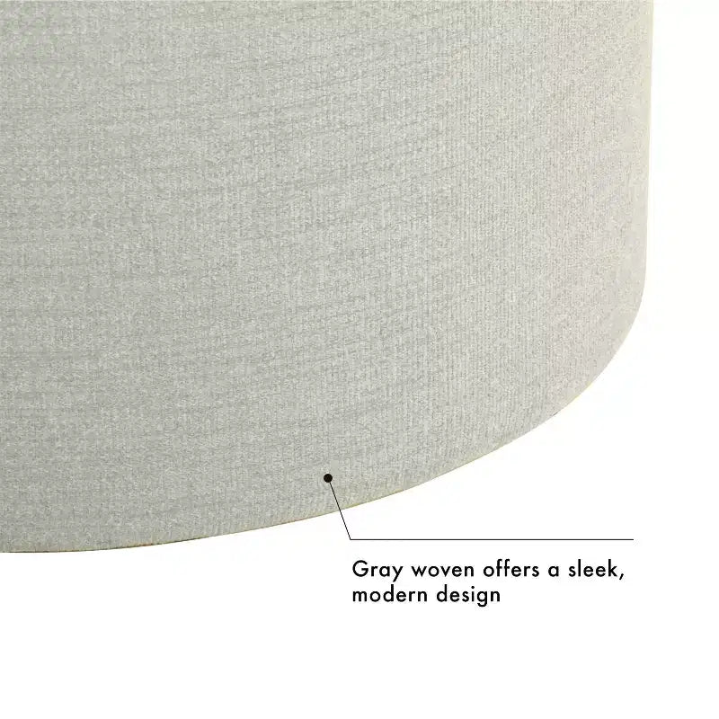 Pouf de rangement gris clair avec plateau en bois : Rembourré, rond, capitonné, cadre en bois
