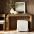 Lynwood Slipcover Cube Ottoman with Tie Details Cream - Threshold™ designed with Studio McGee