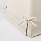 Pouf cube déhoussable avec liens, coloris crème