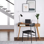 Bureau scandinave avec tiroir Acacia Marron clair : Plateau MDF, Pieds en bois massif, Meuble de bureau
