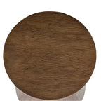 Table d'appoint ronde en bois de 40 cm, noyer : Fabrication artisanale, Manguier, Aucun assemblage requis