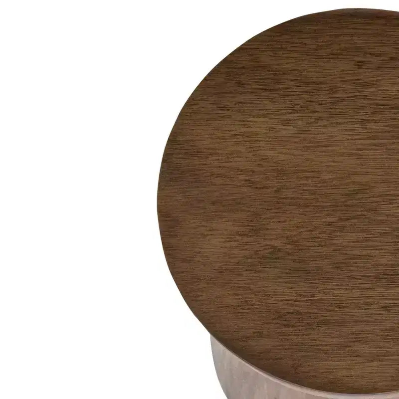 Table d'appoint ronde en bois de 40 cm, noyer : Fabrication artisanale, Manguier, Aucun assemblage requis