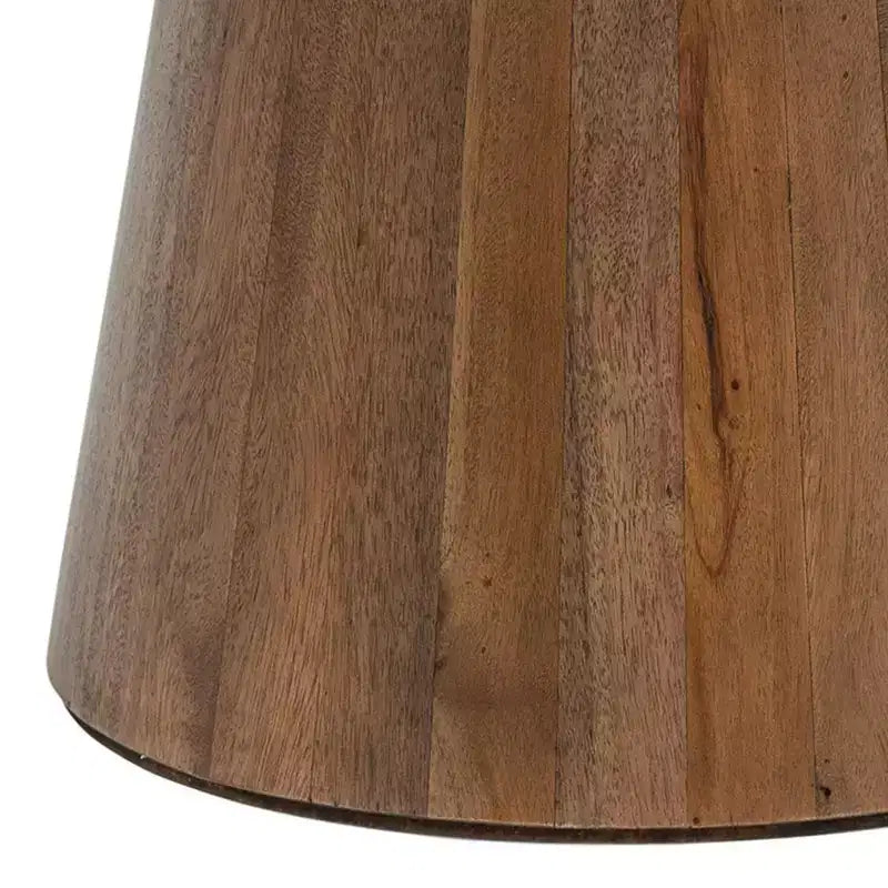 Table d'appoint ronde en bois de 40 cm, noyer : Fabrication artisanale, Manguier, Aucun assemblage requis