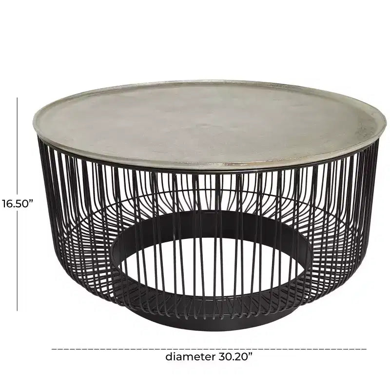 Table basse en fil de fer à cadre ouvert géométrique en métal