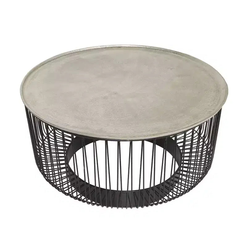 Table basse en fil de fer à cadre ouvert géométrique en métal
