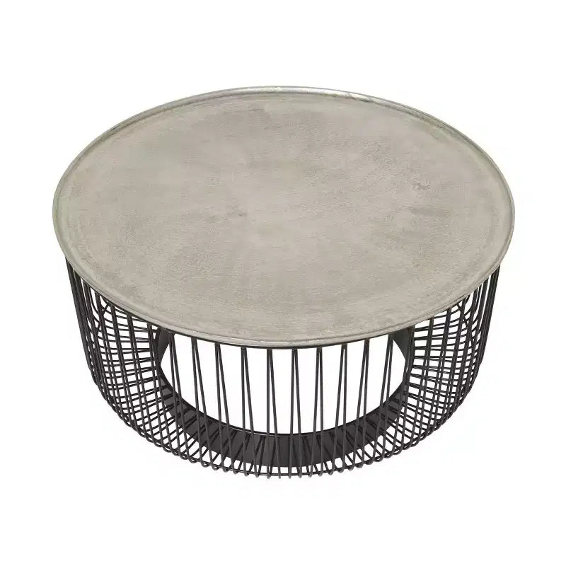 Table basse en fil de fer à cadre ouvert géométrique en métal