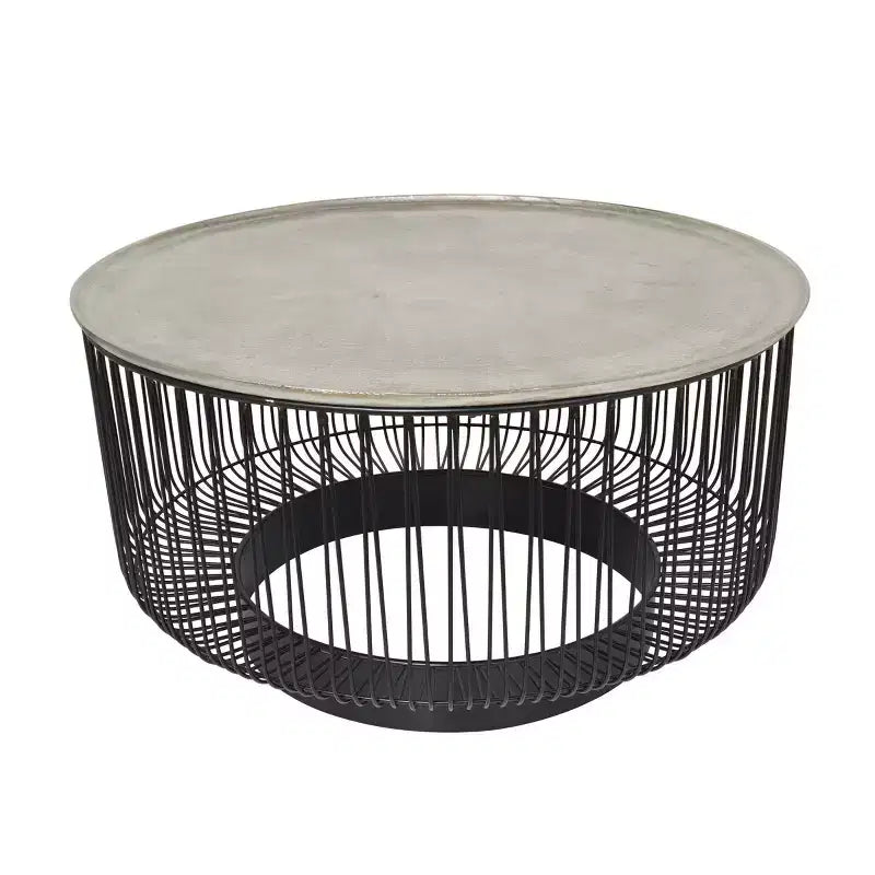 Table basse en fil de fer à cadre ouvert géométrique en métal