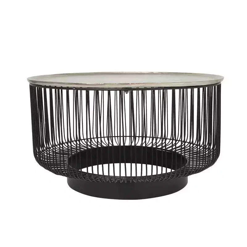 Table basse en fil de fer à cadre ouvert géométrique en métal