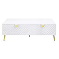 53" Gaines Coffee Table White High Gloss Finish - Acme Furniture: Chic Rectangular Design, No Assembly Required