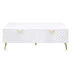 53" Gaines Coffee Table White High Gloss Finish - Acme Furniture: Chic Rectangular Design, No Assembly Required