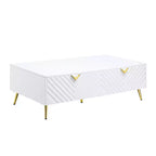 Table basse blanche de 53 po au fini très lustré : Design rectangulaire chic, aucun assemblage requis