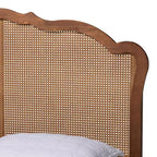 Lit plateforme Queen en bois de noyer et rotin brun