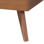 Lit plateforme Queen en bois de noyer et rotin brun
