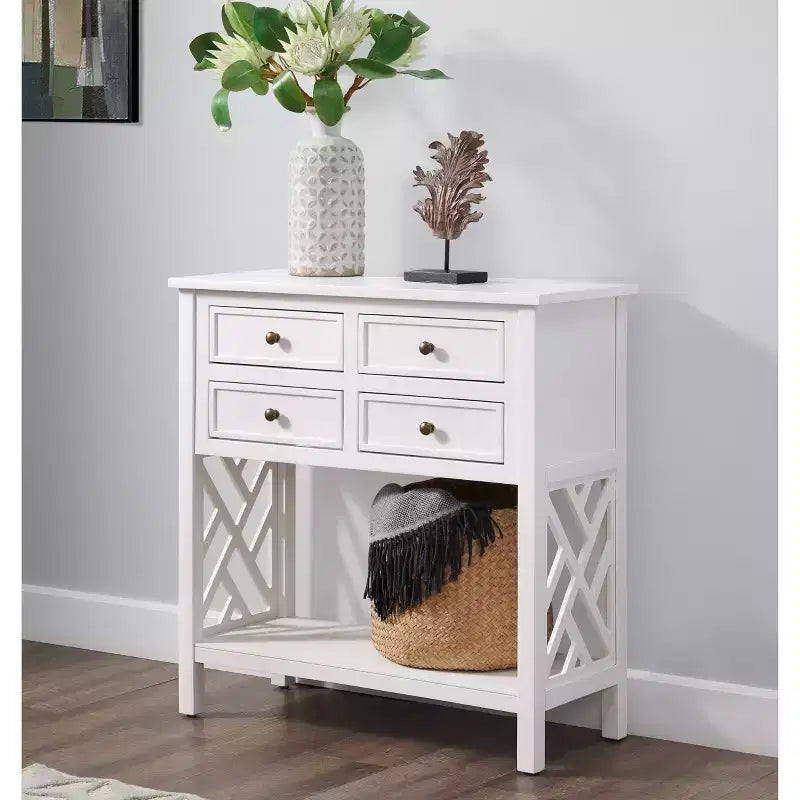 Console en bois de 32 po avec 4 tiroirs