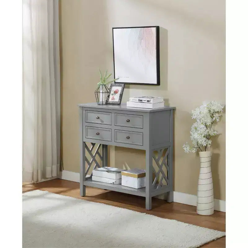 Console en bois de 32 po avec 4 tiroirs