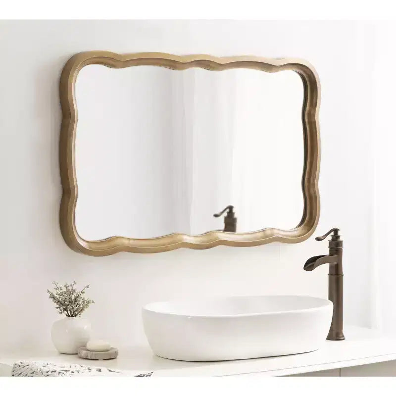 Miroir festonné en MDF, 24x38, doré
