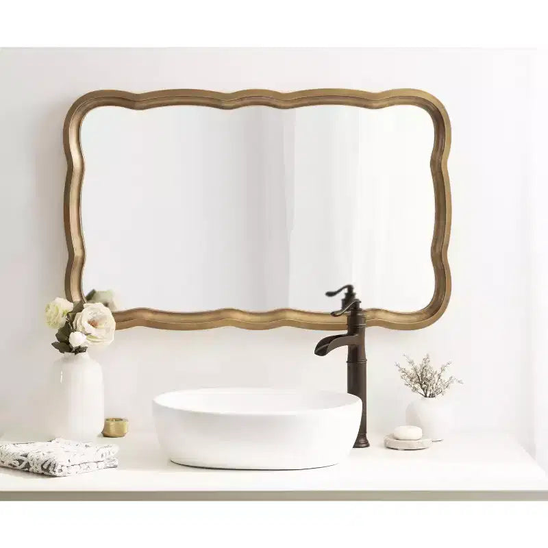 Miroir festonné en MDF, 24x38, doré