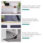 Bureau mobile en métal de 122 cm de large pour bureau à domicile avec plateau en érable